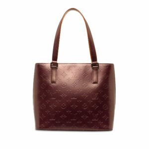 Red LV Monogram Mat Stockton Tote Bag