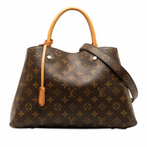 Brown LV Monogram Montaigne MM Satchel