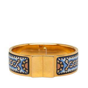 Gold LV Loquet Wide Enamel Bracelet