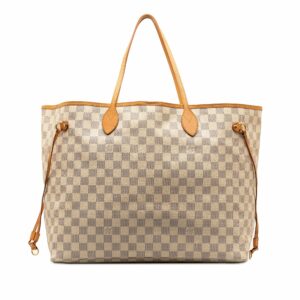 White LV Damier Azur Neverfull GM Tote Bag