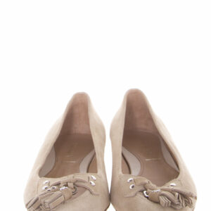Prada Nude Suede Fringe Tassel Flats SZ 38.5