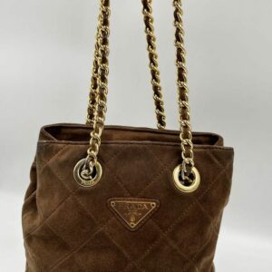 Prada Suede Tote with Chain Handle