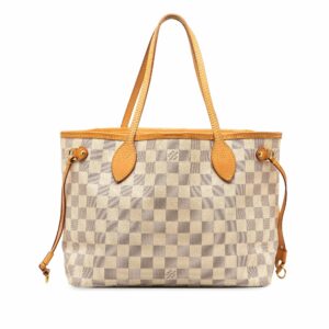 Beige LV Damier Azur Neverfull PM Tote Bag