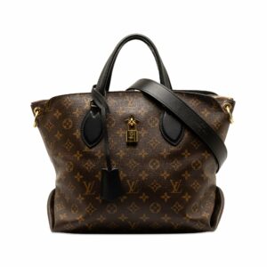 Brown LV Monogram Flower Zipped Tote PM Satchel