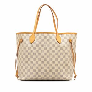 Beige LV Damier Azur Neverfull MM Tote Bag
