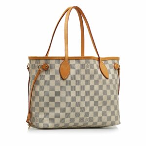 Gray LV Damier Azur Neverfull PM Tote Bag