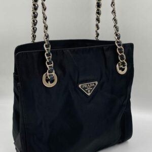 Prada Nylon Tote with Chain Handle