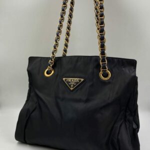 Prada Nylon Tote with Chain Handle