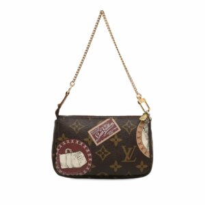 Brown LV Monogram Patch Mini Pochette Accessoires Shoulder Bag