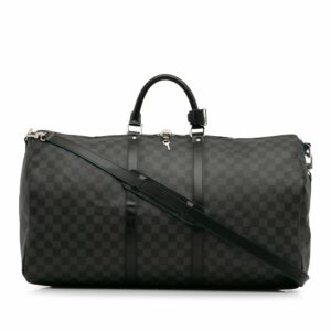 Black LV Damier Graphite Keepall Bandouliere 55 Travel Bag