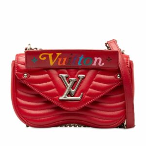 Red LV New Wave Chain Bag MM Satchel