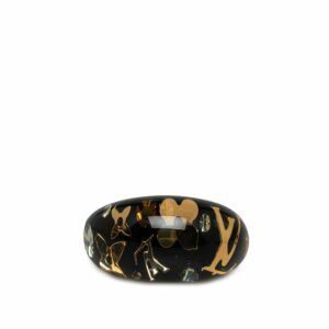 Black LV Crystal Inclusion Resin Ring Costume Bracelet