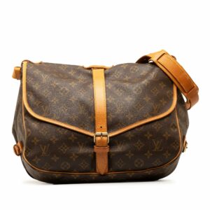 Brown LV Monogram Saumur 35 Crossbody Bag