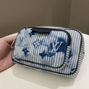 LV Outdoor Pouch Hickory Stripes Denim Watercolor
