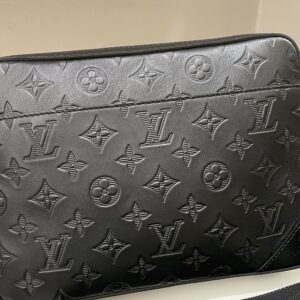 LV Duo Messenger Bag Black Monogram-Embossed Calf