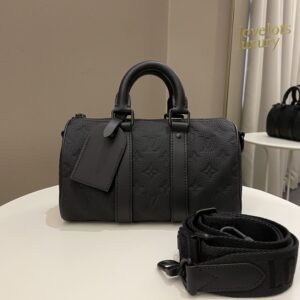 LV Keepall Bandoulier 25 Black Grainy Embossed Monogram