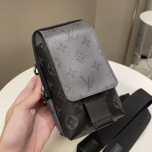 LV Double Phone Pouch NM Monogram Eclipse Reverse Canvas