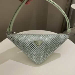 Prada Triangular Crystal Auqa Green