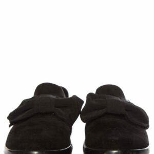 Prada Black Microsole Bow Detail Suede Slip-On SZ 35.5