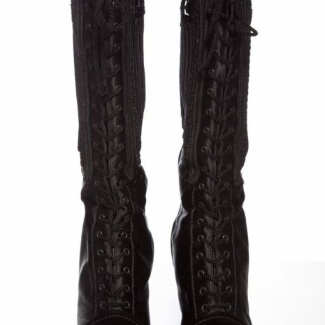 Prada-Black-Satin-Lace-up-Square-Toe-Boots-SZ-39.5_38310B