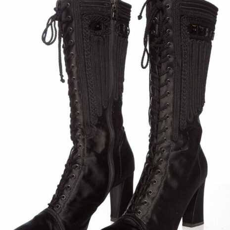 Prada-Black-Satin-Lace-up-Square-Toe-Boots-SZ-39.5_38310E