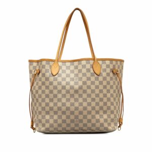 Beige LV Damier Azur Neverfull MM Tote Bag