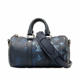 Blue LV Taurillon Ink Watercolor Keepall Bandouliere XS Satchel