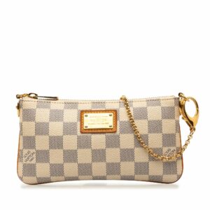 Beige LV Damier Azur Pochette Milla MM Shoulder Bag