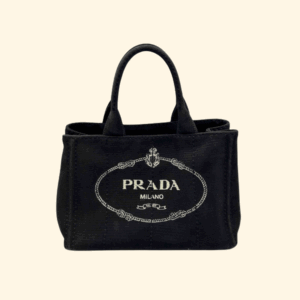 Prada Canapa Black Canvas Tote Bag