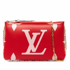 Red LV Monogram Giant Jungle Pochette Double Zip Crossbody Bag
