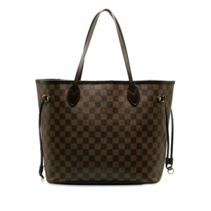 Brown LV Damier Ebene Neverfull MM Tote Bag