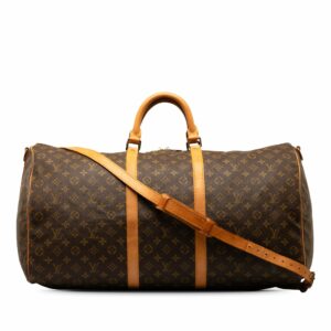 Brown LV Monogram Keepall Bandouliere 60 Travel Bag