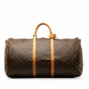 Brown LV Monogram Keepall Bandouliere 60 Travel Bag