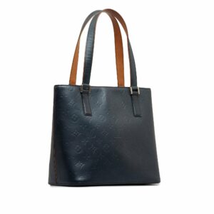 Blue LV Monogram Mat Stockton Tote Bag