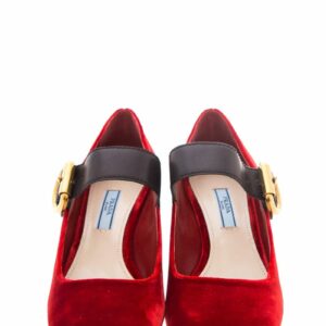 Prada Red Velvet Mary Jane SZ 37