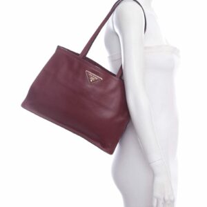 Prada Burgundy Argilla Leather Small Tote