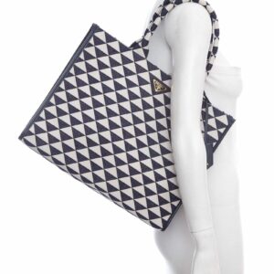Prada Navy Jacquard Large Symbole Tote