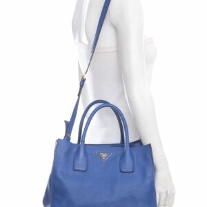 Prada Vitello Donna Cobalt Blue Grained Leather Tote