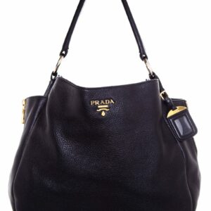 Prada Vitello Donna Large Black Grained Leather  Tote