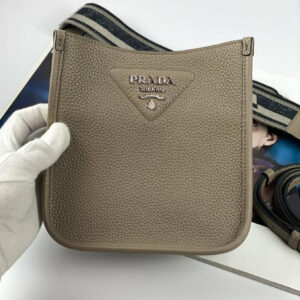 Prada Leather mini shoulder bag clay gray