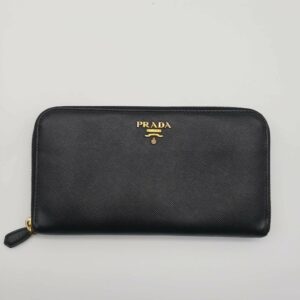 Prada Saffiano Zippy Black Wallet