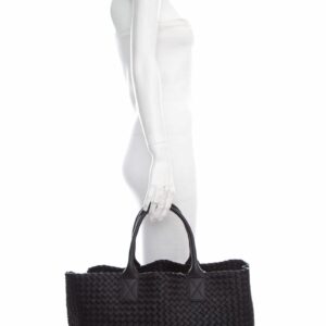 Bottega Veneta Black Cabat Intrecciato Leather Tote