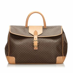 new Celine Brown Dark PVC Plastic Macadam Travel Bag France