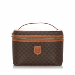 new Celine Brown Dark PVC Plastic Macadam Vanity Bag France