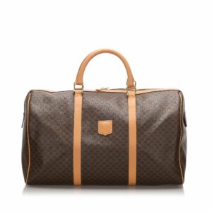 new Celine Brown Dark PVC Plastic Macadam Travel Bag France