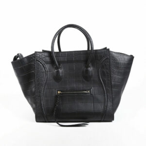 Celine Bag Phantom Luggage Medium Black Croc Embossed