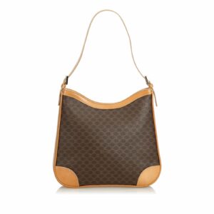 new Celine Brown Jacquard Fabric Macadam Shoulder Bag France