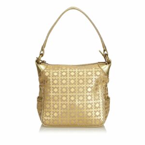 new Celine Brown Beige Suede Leather Metallic Pattern Handbag France