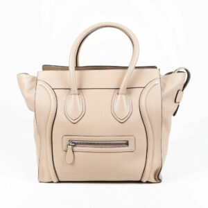 Celine Bag Mini Luggage Beige Leather