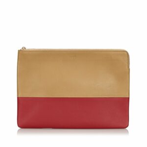 new Celine Brown Light Others Leather Bicolor Clutch Bag Italy